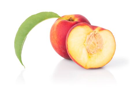 one with a slice of juicy peachの写真素材