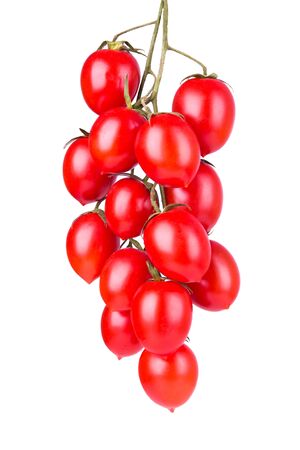 Hanging isolated cherry tomatoesの写真素材