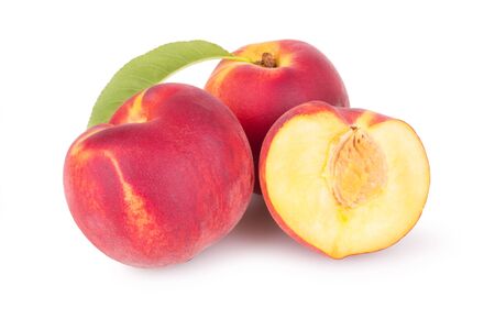 juicy peaches with sliceの写真素材