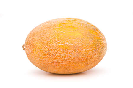 ripe juicy melon uncut isolatedの写真素材