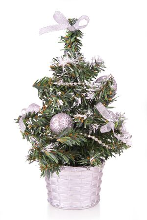 Little Christmas Tree with silver toysの写真素材