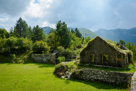 The ruins of house in mountatins. Montenegro, Europe.の写真素材