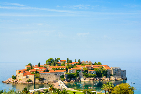 Sveti Stefan island in Montenegro, Balkans, Adriatic Sea.のeditorial素材