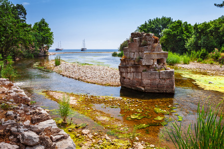 Ruins of ancient greek and roman ancient city of Olympos near Antalya Turkeyの写真素材