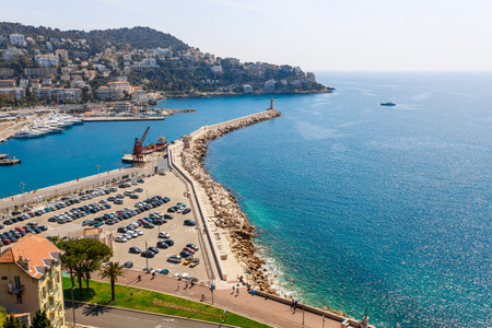 Aerial view of the port of Nice, France. Nice is the capital of the French Riviera.の写真素材