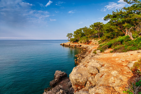 Panoramic view on sea coast near Kemer, Antalya, Turkey.の写真素材