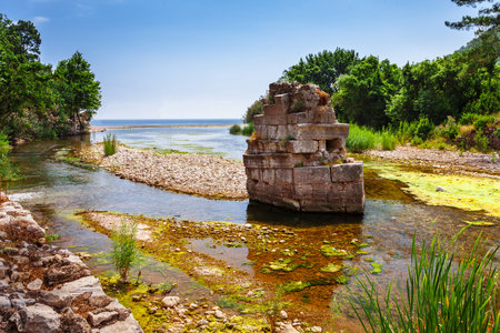 Ruins of ancient greek and roman ancient city of Olympos near Antalya Turkeyの写真素材