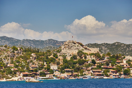 Piracy fortress of Kalekyoy, the house and the yacht - the photo 1の写真素材