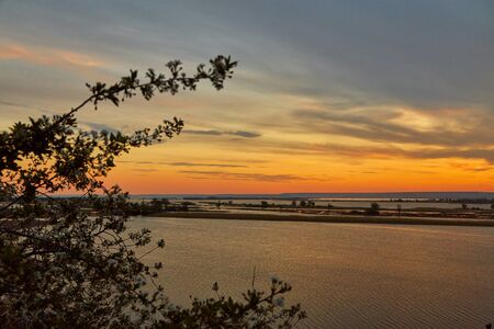 Beautiful spring decline over the Volga River in Mayの写真素材