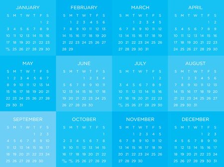 Calendar vector template 2016 in a blue background gamma.のイラスト素材