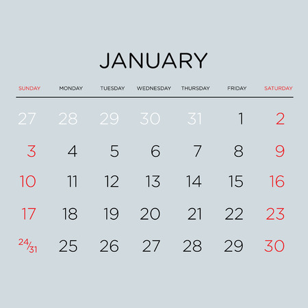 Calendar vector template 2016 in a black and grey gamma.のイラスト素材