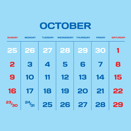 Calendar vector template 2016 in a blue, white and red gamma.のイラスト素材