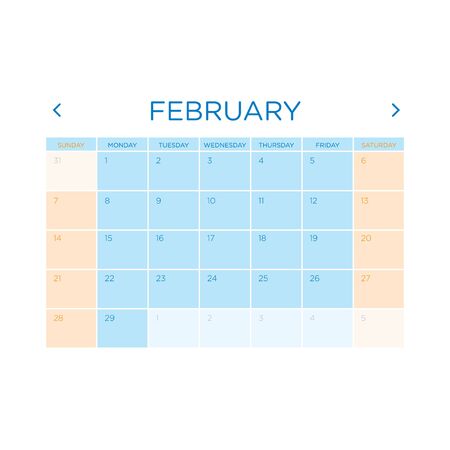 Calendar vector template 2016 in a blue and orange gamma design.のイラスト素材