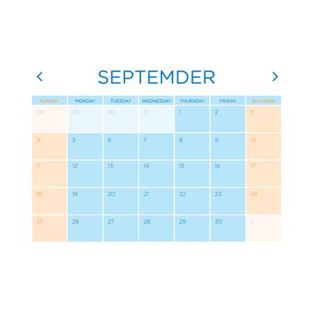 Calendar vector template 2016 in a blue and orange gamma design.のイラスト素材