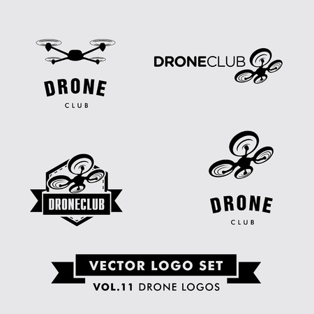 Drone Vector Set with a drone silhoette.のイラスト素材