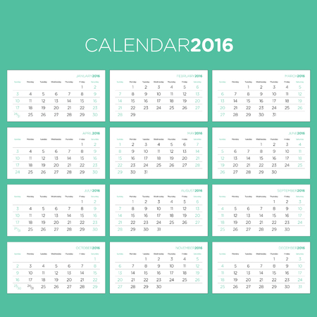 Vector Template for the Calendar Pages 2016のイラスト素材