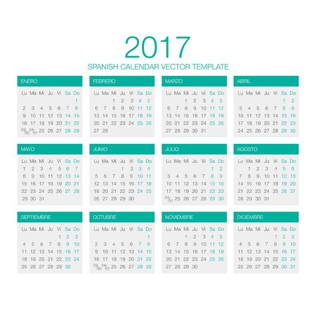 Vector Template of Spanish Calendar 2017 yearのイラスト素材