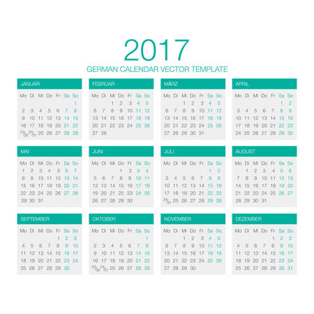 Vector Template of German Calendar 2017 yearのイラスト素材