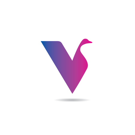 V letter vector logo with swan silhoetteのイラスト素材