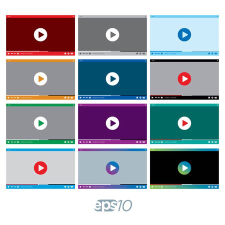 Video Player template set for web interfaceのイラスト素材