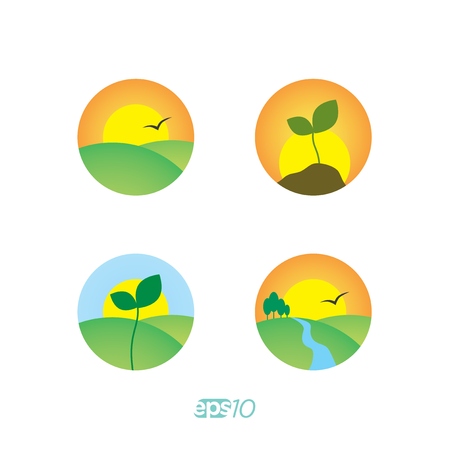 Collection of ecology and nature and icons. Growth illustrationのイラスト素材
