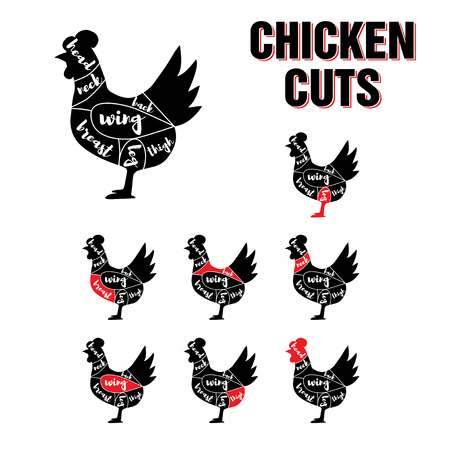 Chicken Cuts Template Chalkboard Scheme Setのイラスト素材