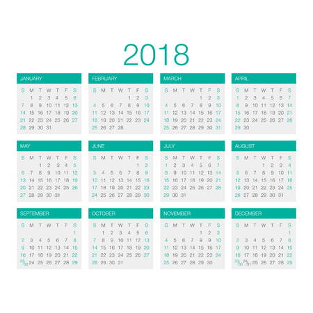 Vector Template of Calendar 2018 year greenのイラスト素材