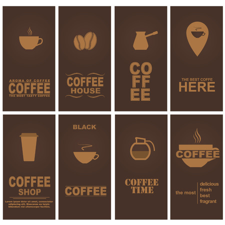 Design cards for coffee cafe, restaurant or shop. Set. Vector illustration.のイラスト素材