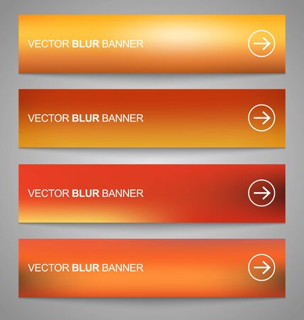 Set of vector orange blurry banners for web designのイラスト素材