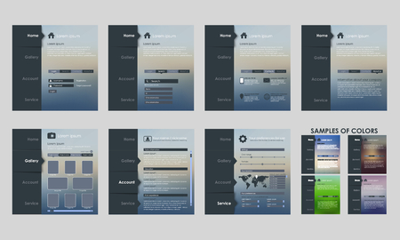 Design vector template interface for mobile applications, software, web site (UI). Set. blurred backgroundのイラスト素材