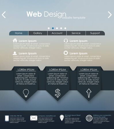 Menu design for web site with different interface elements. Template, blurred background.のイラスト素材