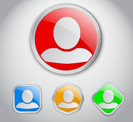 Icons of the user (avatar), in the form of a circle, square, rhombus and polygon. Icons with shadow on a white background. Vector illustration set.のイラスト素材