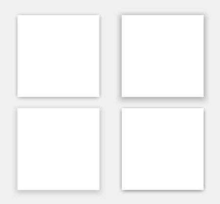 Design square web hanging in the air at different heights, simulating a white sheet of paper with shadow. Material design. illustrationのイラスト素材