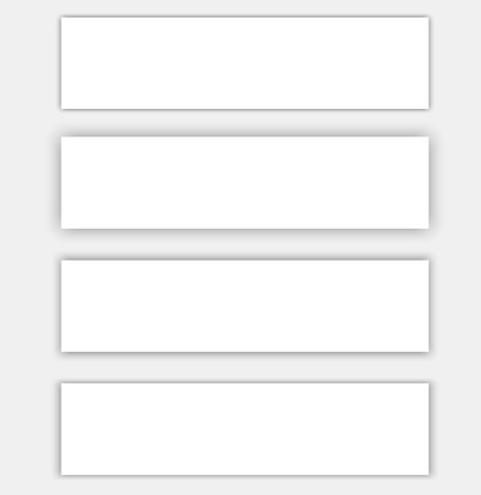 Set of horizontal web banners hanging from the air, imitating the white sheet of paper with shadow. Material design. illustrationのイラスト素材