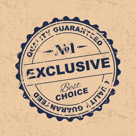 Old worn stamps for exclusive products or goods. Old stamp blue on the old cardboard background texture.のイラスト素材
