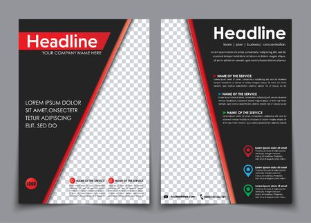 Design  A4 black with red elements. brochure template with space for photos. Vector illustration.のイラスト素材