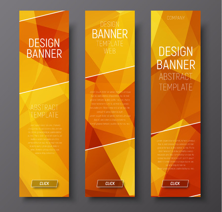 set of vertical web banners with abstract polygonal background gold and transparent diagonal elements.のイラスト素材