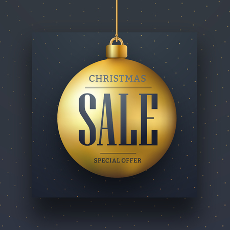 Vector web banner with golden ball design for Christmas sale.のイラスト素材