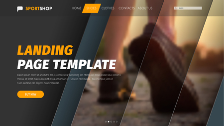 Template vector header with diagonal elements for photo and text. Material design of the banner for the web. Landing pageのイラスト素材