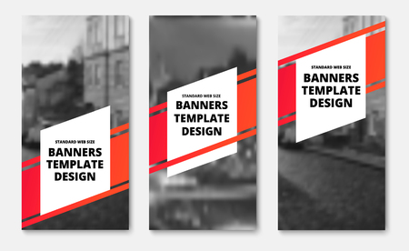 Template of vertical vector banners with a diagonal red stripe and white elements for text. Design for web. Setのイラスト素材