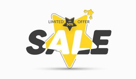 Star-shaped vector yellow sticker template for big sale. Samples for price tags, special offers and discounts.のイラスト素材