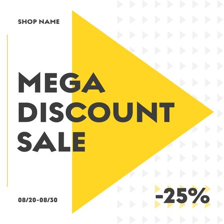 Set of vector square web banners for big sale with round yellow and white elements. Templates for social networks.のイラスト素材