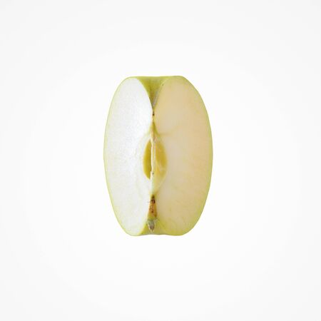 Fruit composition. Healthy dietetic  slice an apple isolat on white studio background.の写真素材
