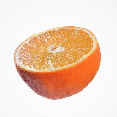 Fruit citrus composition. Dietetic vibrant half an orange isolat on blank studio background.の写真素材