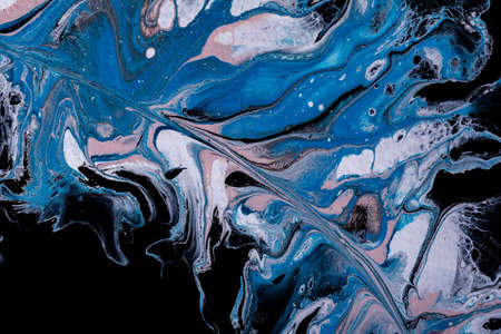 Liquid art, acrylic bright colors, fluid art background, sea with waves, smooth lines, streaks,...