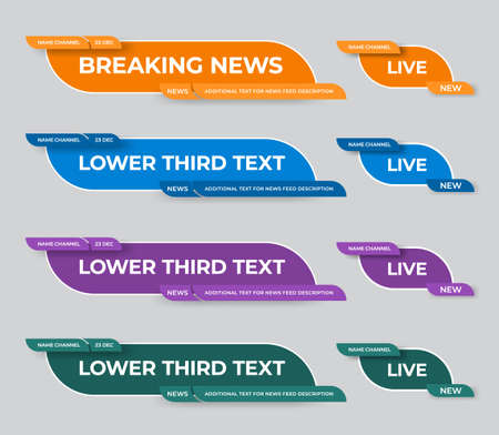 Vector lower third, news line for media, video, tv channels, abstract form title plate. A set of...