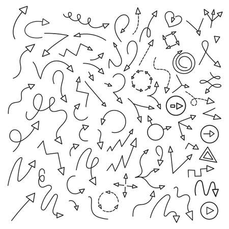 Large set of linear arrows, pointers and icons. vector illustrationのイラスト素材
