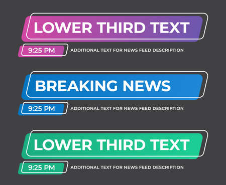 Vector lower third of the screen for titles and titles. Template banner with outline elements for breaking news, live streaming and events. newsfeedのイラスト素材