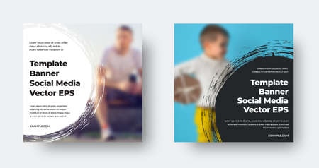 Standard vector banner presentation, EPS, template for social media, with round element for header,...