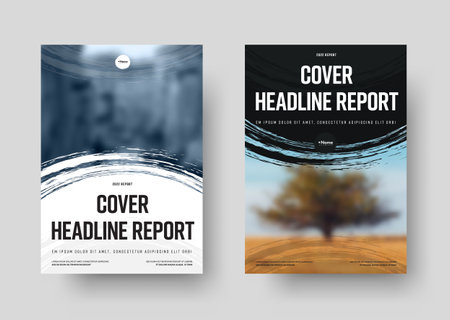 Cover template for report, book, brochure or flyer. Black and white business design with round grunge elements and photo space. vector illustrationのイラスト素材